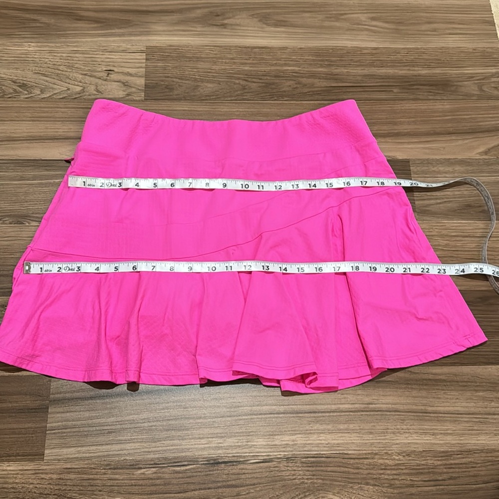 IBKUL Tennis Hot Pink UPF 50+ Mini Zip Pocket Pull On Flounce Skort Skirt L - Picture 12 of 13